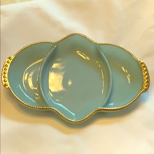 Vintage Blue Fire King Relish Dish